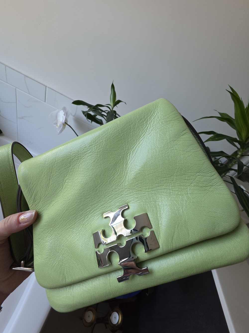Tory Burch Green Leather Shoulder Bag